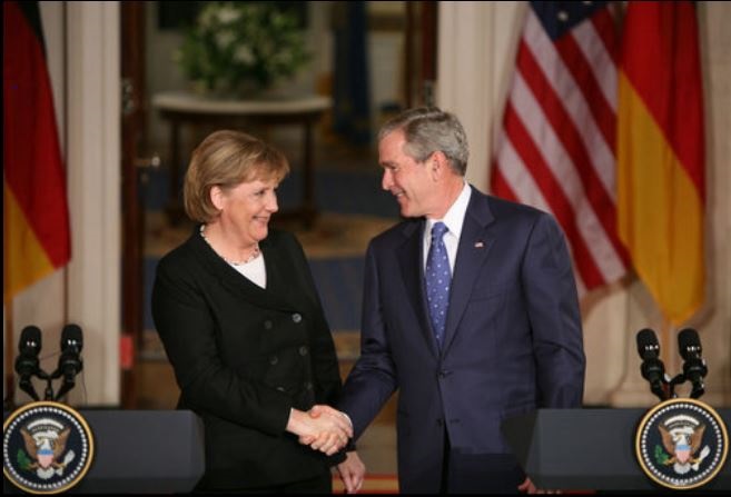 President Bush Welcomes Chancellor Merkel of Germany to the White House