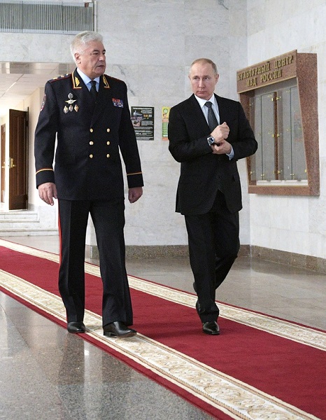 Before the meeting of the Interior Ministry Board. Vladimir Putin with Interior Minister Vladimir Kolokoltsev, February 26, 2020, Moscow.