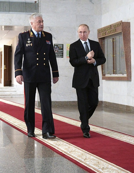 Before the meeting of the Interior Ministry Board. Vladimir Putin with Interior Minister Vladimir Kolokoltsev, February 26, 2020, Moscow.