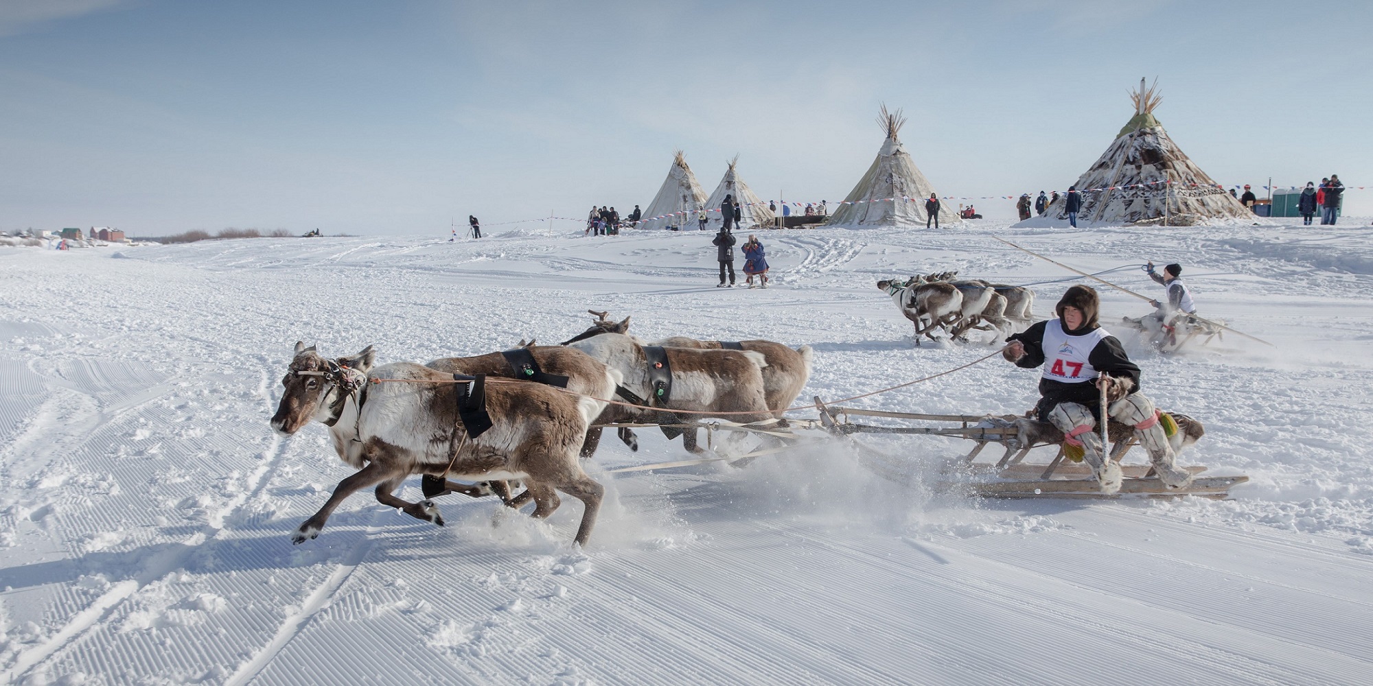 A Nenets rides a sled during a reindeer race on the Reindeer Herders’ Day in the city of Nadym, in Yamal-Nenets Region, 2500 kilometres northeast of Moscow, Russia on March 28, 2016.