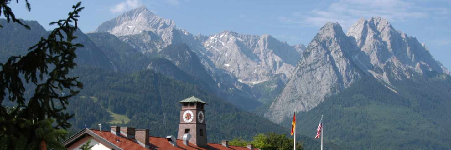 Garmisch Mountians with German and American Flag