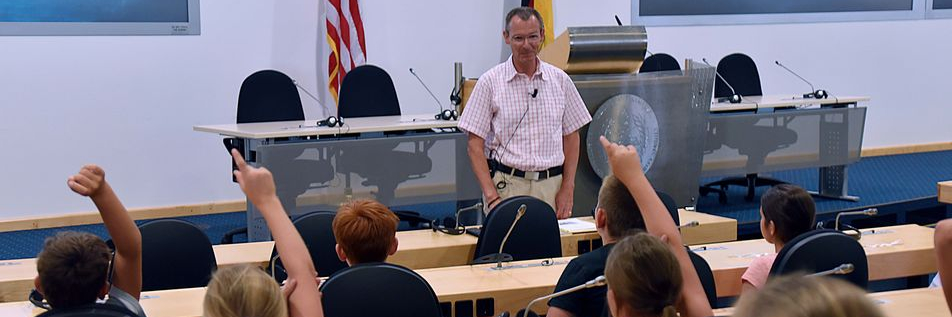 German elementary students learn about security policy at the Marshall Center