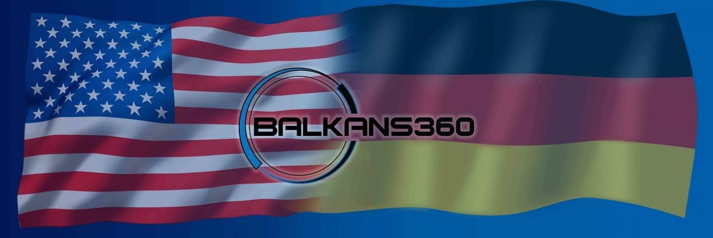 A poster showcasing the American and German flag with the wording, Balkan 360 in the middle.