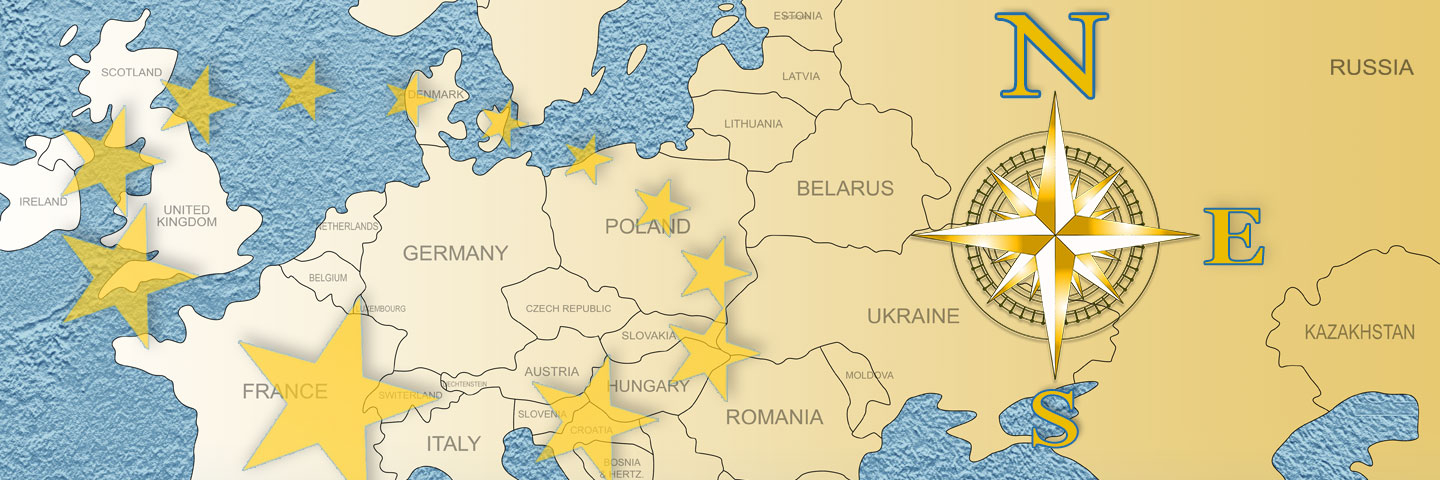 ESS-N adaptation of poster, EU flag and map of region