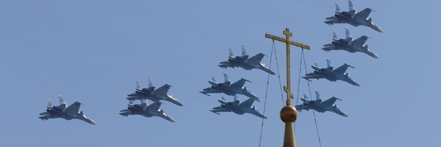 Military planes above Orthodox church dom