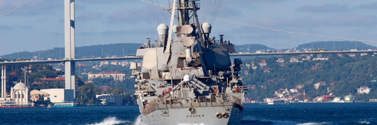 The U.S. Navy destroyer USS Porter is seen transiting the Bosporus on Thursday, Aug. 8, 2019, on its way to the Black Sea.