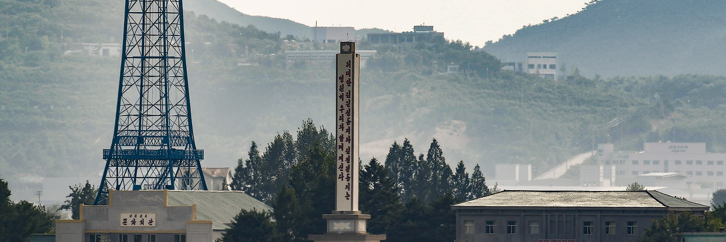 The North Korean village of Kijong-dong is seen from the checkpoint 3 at the truce village of Panmunjom in the Demilitarized Zone separating the two Koreas, in Paju.