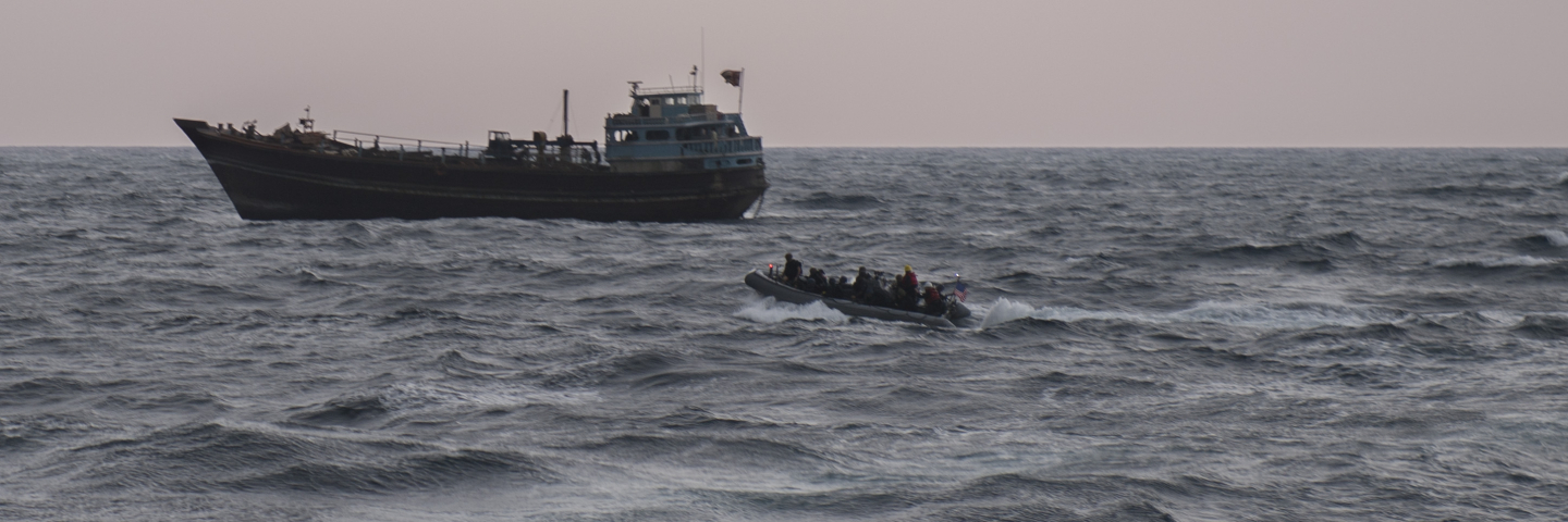 Sailors assigned to the Arleigh Burke-class guided-missile destroyer USS Preble (DDG 88) respond to a distress call from an Iranian vessel. 