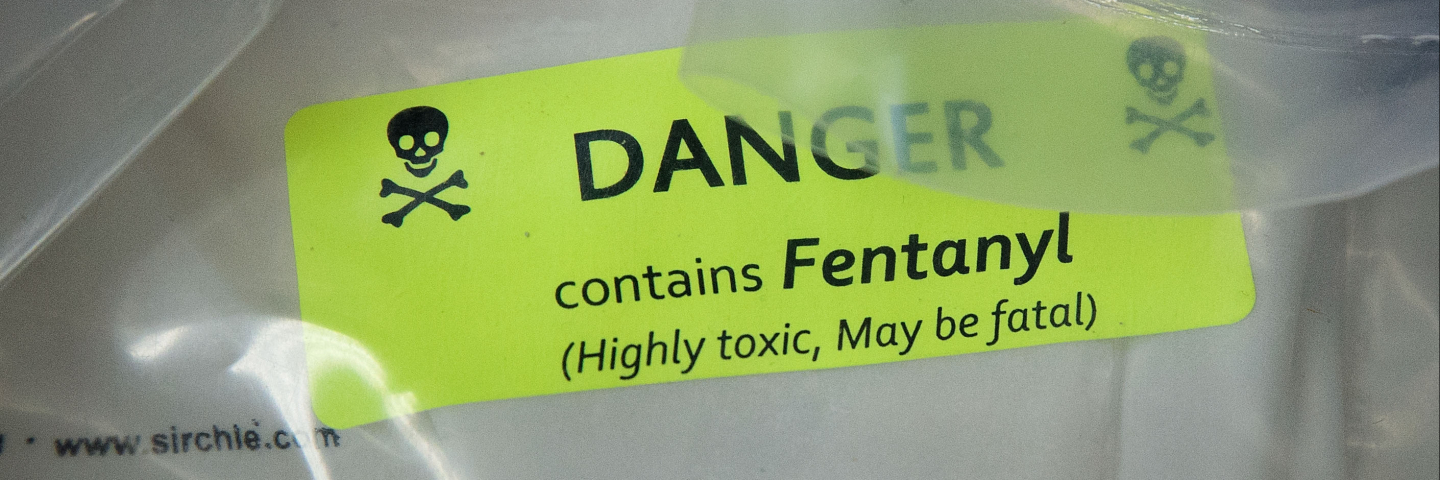 A photograph on a bag full of Fentanyl.