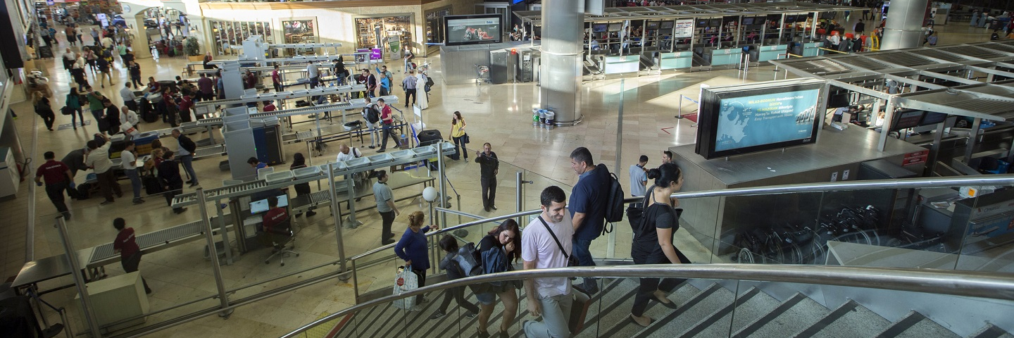 Istanbul, Turkey - October ,4, 2015: Secondary airport security point at the departure gates with Xray and metal detectors at the Ataturk Airport.