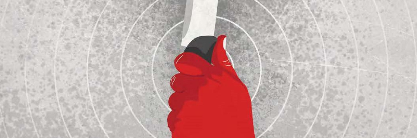 red hand with knife being restrained
