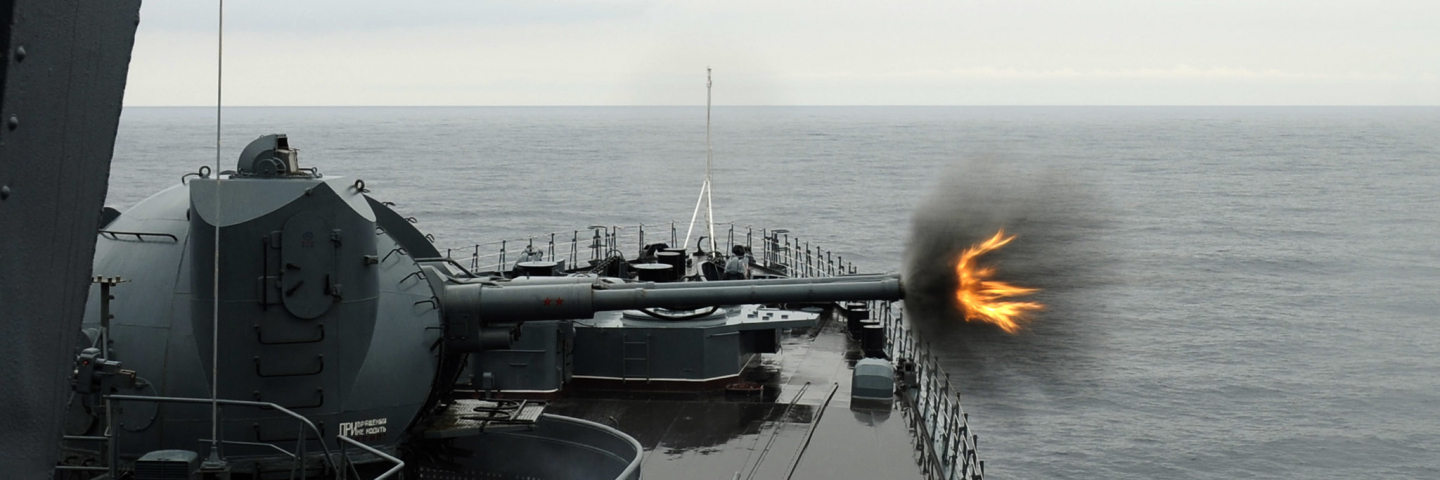 Russian Navy Destroyer Fires AK 130 MR 184130