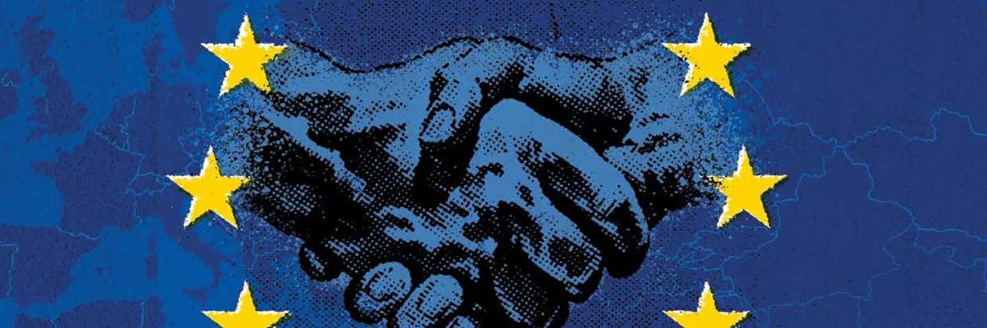 Handshake over european flag
