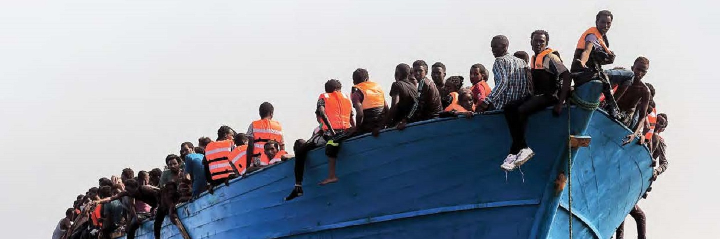 Refugees on a boat