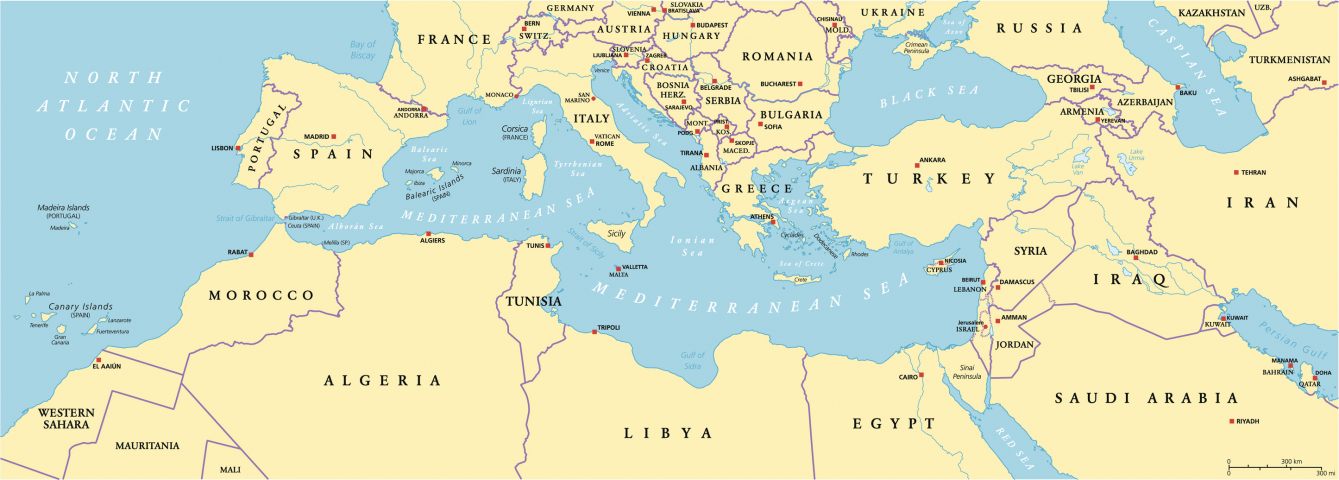 Mediterranean Basin Political Map