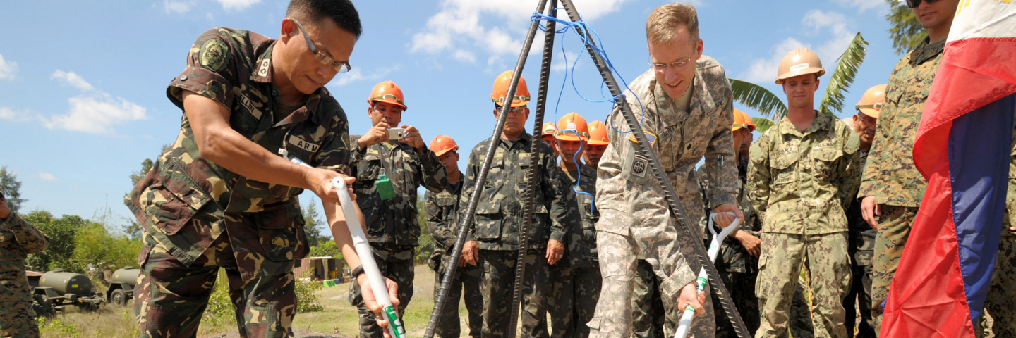 Multi national forces digging
