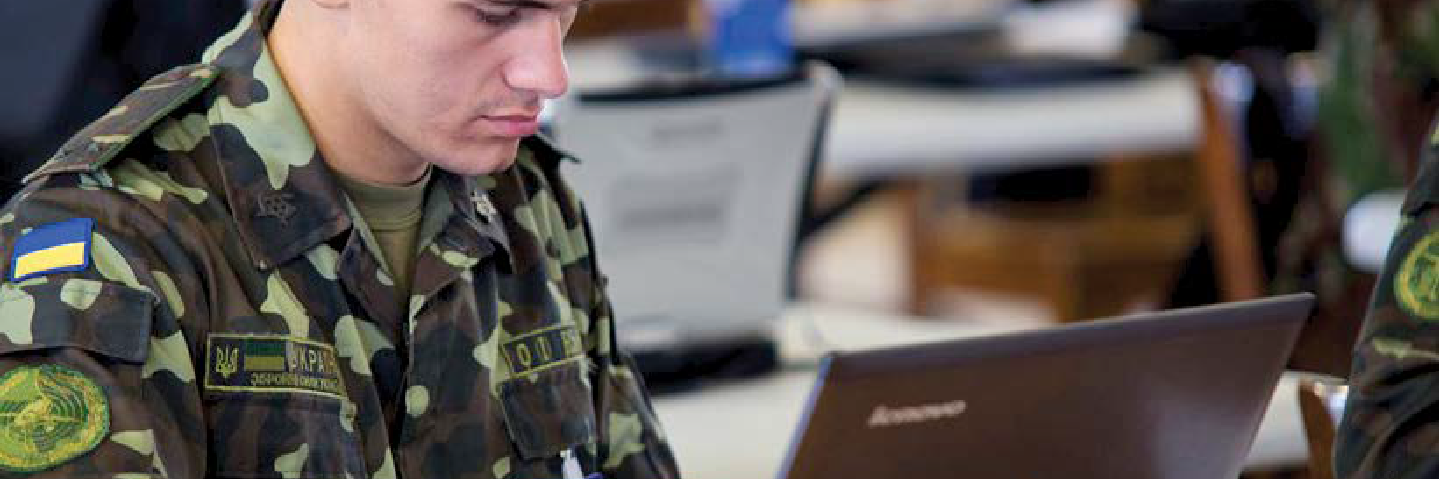 soldier at computer