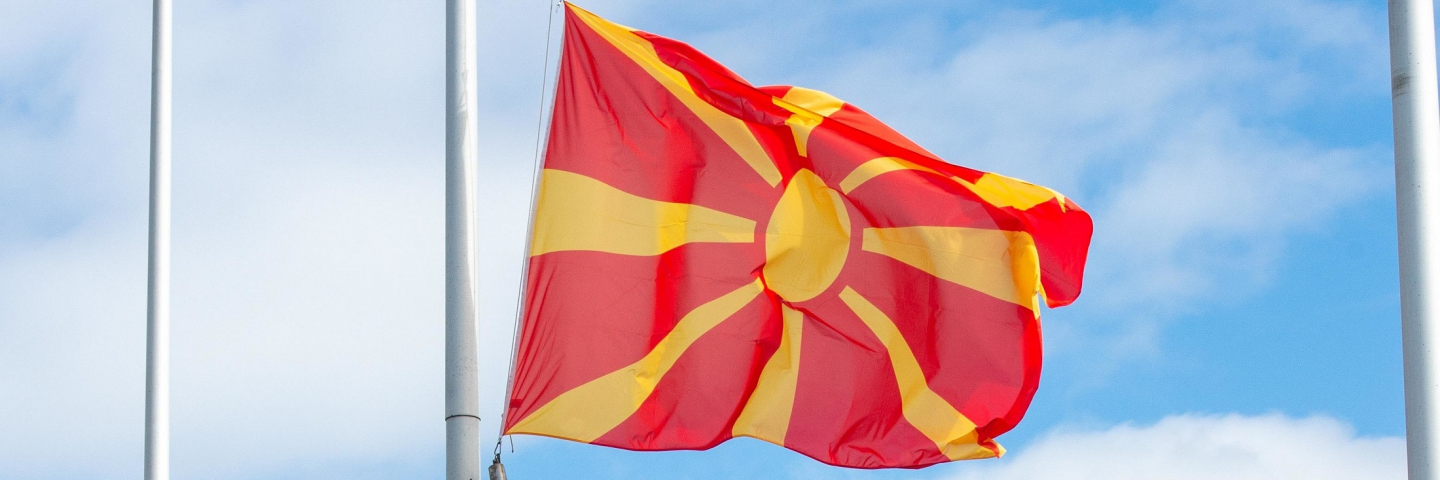 The flag of the Republic of North Macedonia is raised at Supreme Headquarters Allied Powers Europe (SHAPE) during a ceremony welcoming the Republic of North Macedonia as NATO’s newest Allied nation. The Republic of North Macedonia became the thirtieth Allied nation during the ceremony presided over by Supreme Allied Commander Europe (SACEUR) General Tod D. Wolters.