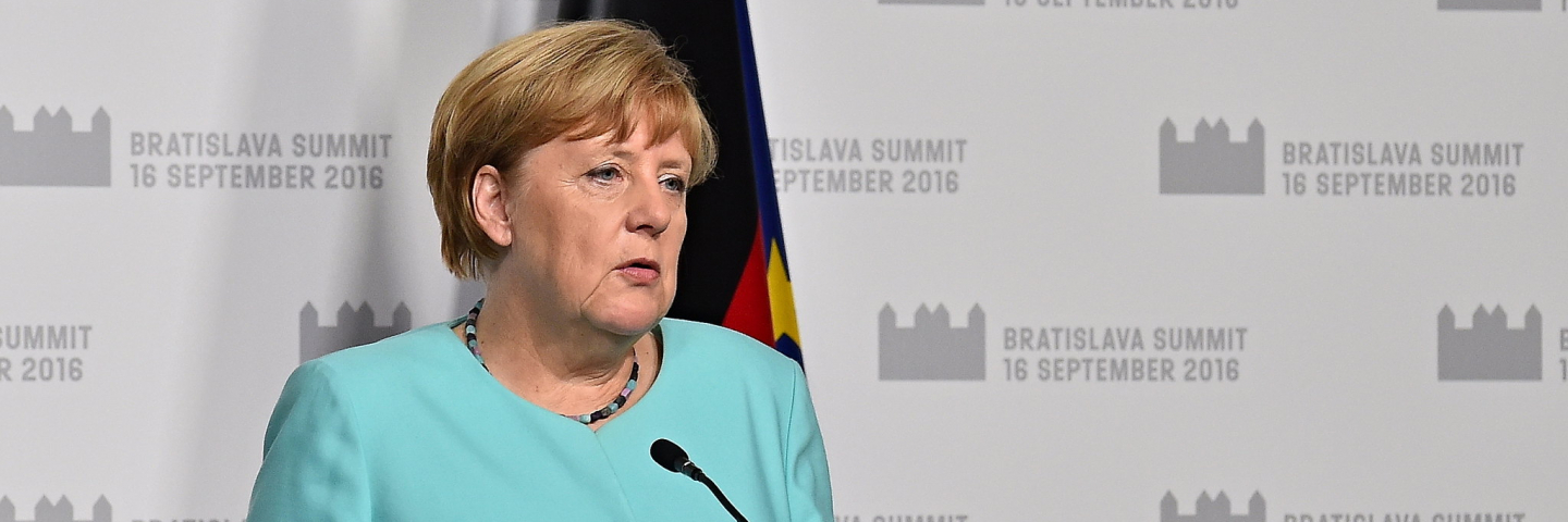 Merkel giving speech