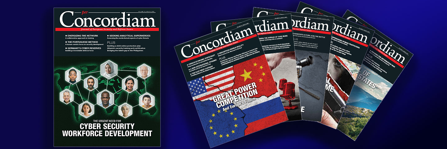 Photos of the cover page of per Concordiam magazines.