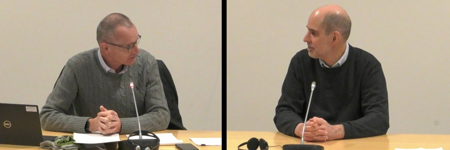 Photo of Dr. Roloff and Dr. Rhodes presenting Podcast.