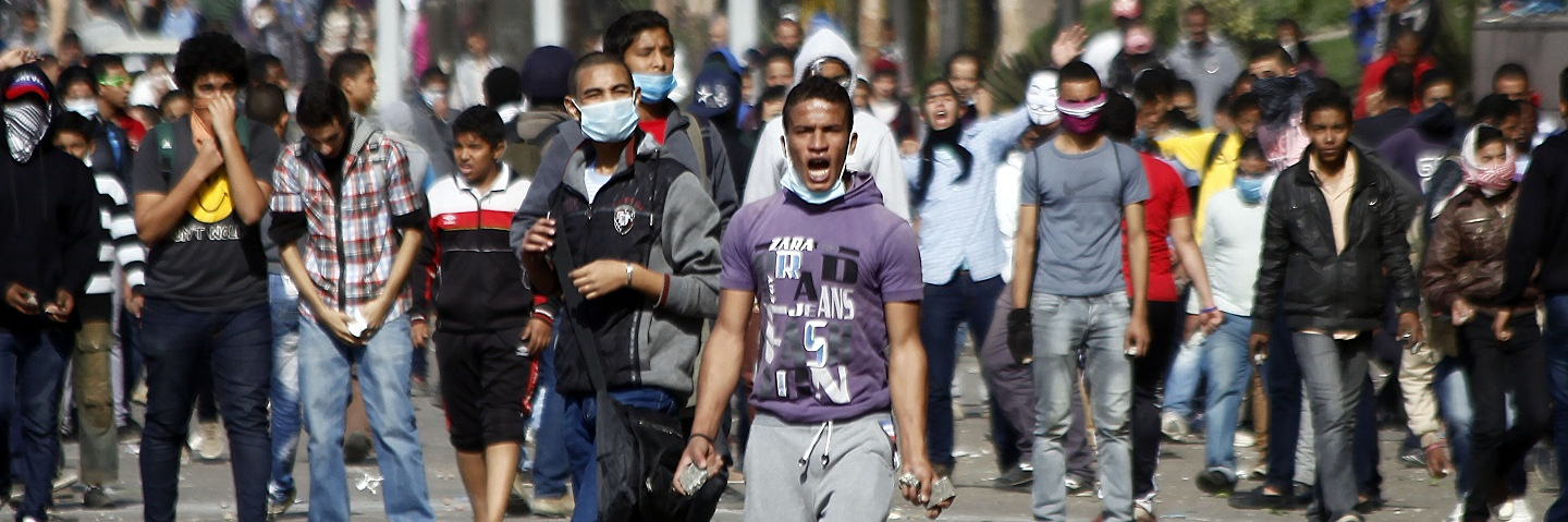 Egyptian protesters clash with security forces on November 29, 2012 in Cairo's Tahrir Square.