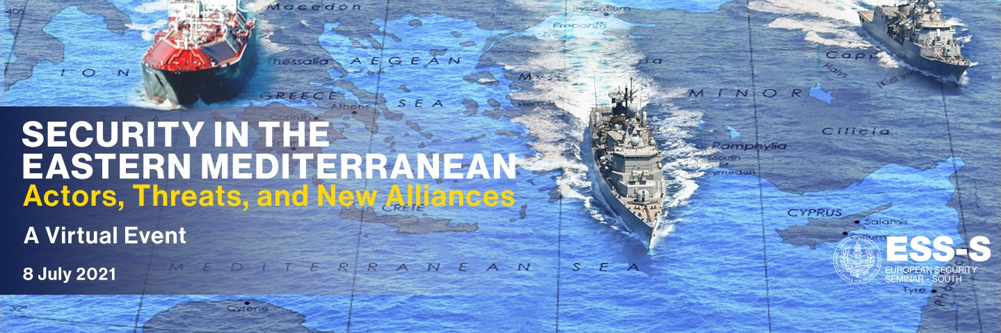 Map of Mediterranean Sea with three war ships at sea.