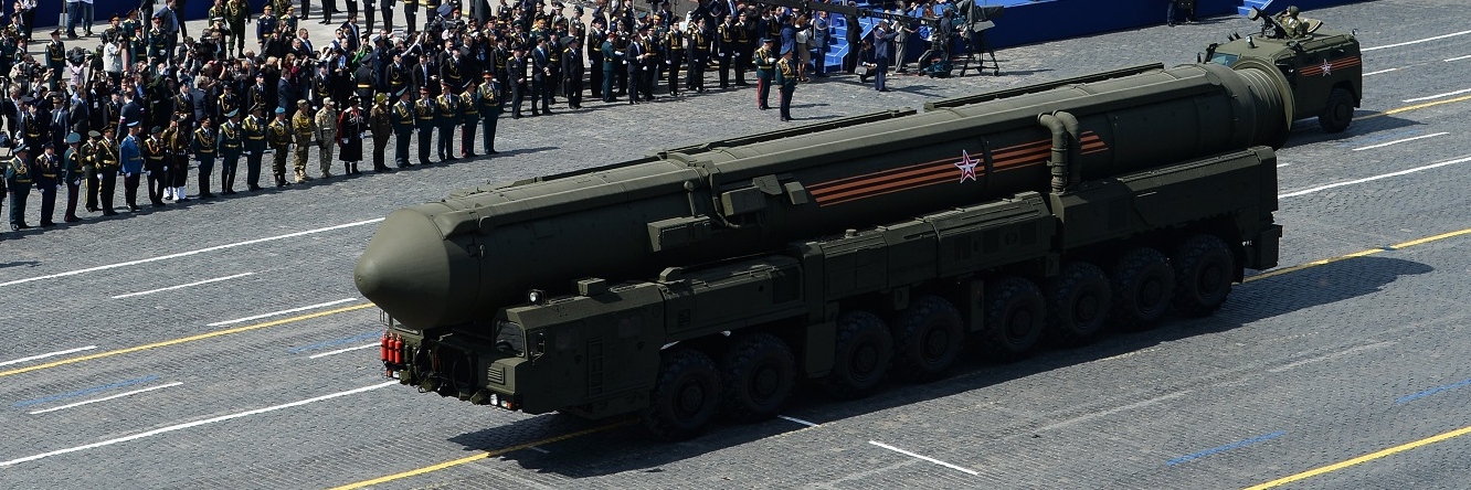 An RS-24 Yars/SS-27 Mod 2 solid-propellant intercontinental ballistic missile during the military parade to mark the 70th anniversary of Victory in the 1941-1945 Great Patriotic War, May 9, 2015 in Moscow, Russia. The Victory Day parade commemorates the end of World War II in Europe. 