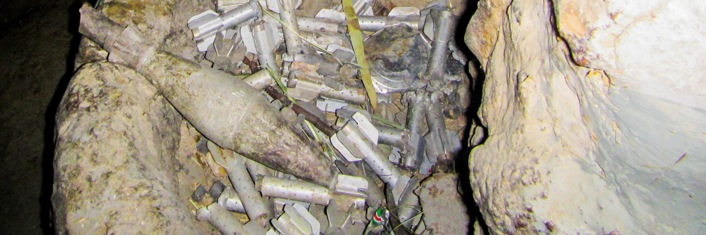 Weapon materials in a former enemy compound during clearing operations in Shnah Kanda village, Nangarhar province, Afghanistan