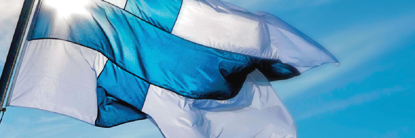 Finland Flag over the water