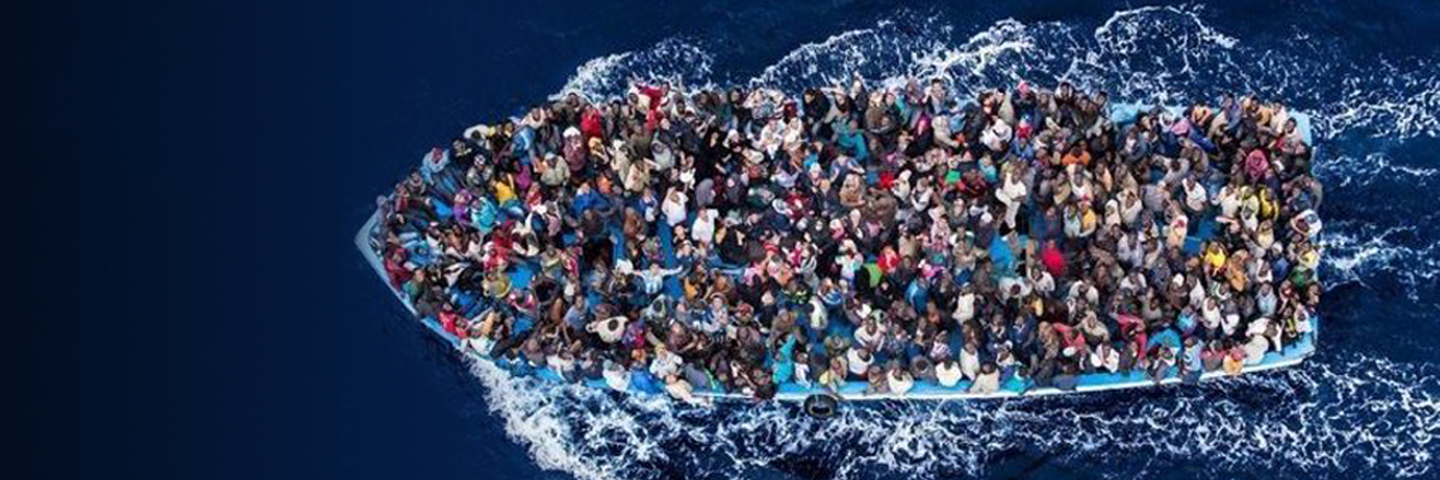 Boat full of Migrants in Mediterranean