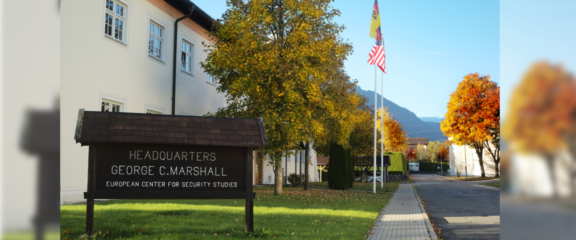 Marshall Center headquarters building in fall