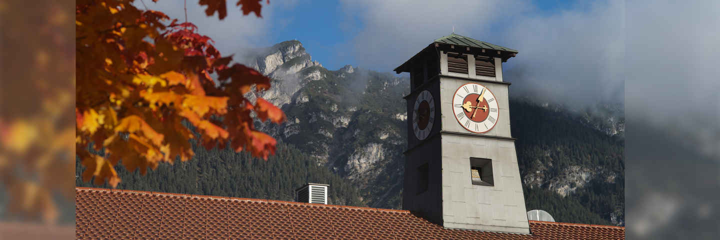 Marshall Center clocktower building in fall
