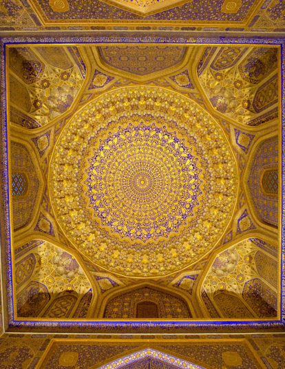Ceiling of Madrasah in Registan in Samarkand, Uzbekistan
