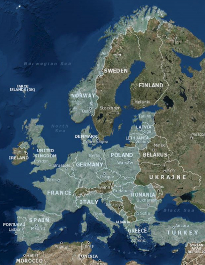 A photograph highlighting the countries that are NATO members.