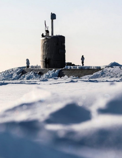 Submarine in the ice, Arctic Ocean