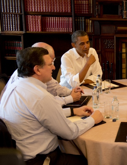  A photograph of G8 leaders discussing issues of global importance at the 2013 summit in Lough Erne, Northern Ireland.
