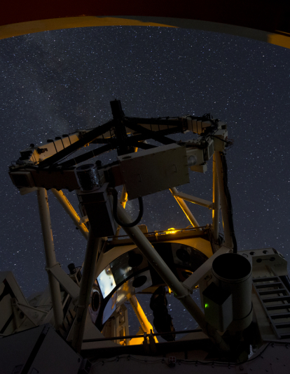 The 3.67-meter, 75-ton Advanced Electro-Optical System telescope is the largest telescope in the Department of Defense used for satellite tracking. The telescope moves fast enough to track low-Earth objects such as satellites and missiles, while also tracking man-made objects in deep space and performing space object identification data collection. (U.S. Air Force photo/Tech. Sgt. Bennie J. Davis III)