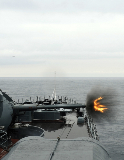 Russian Navy Destroyer Fires AK 130 MR 184130