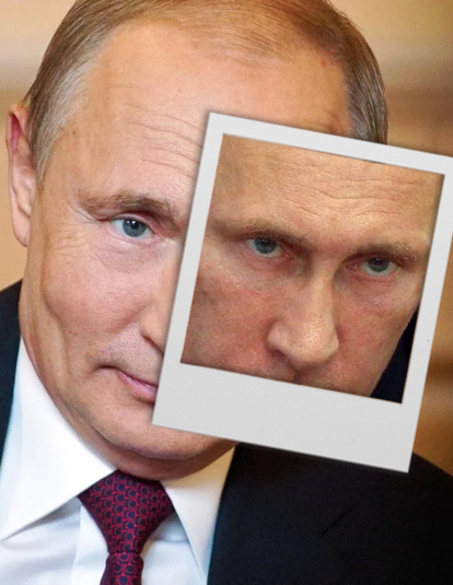 Russia Invades Ukraine Graphic with photo of Putin