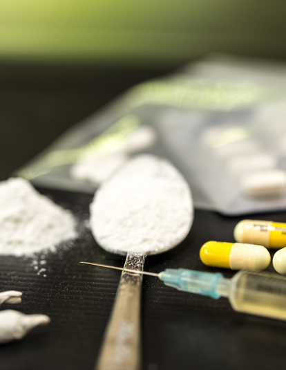 Photo of a variety of illegal drugs
