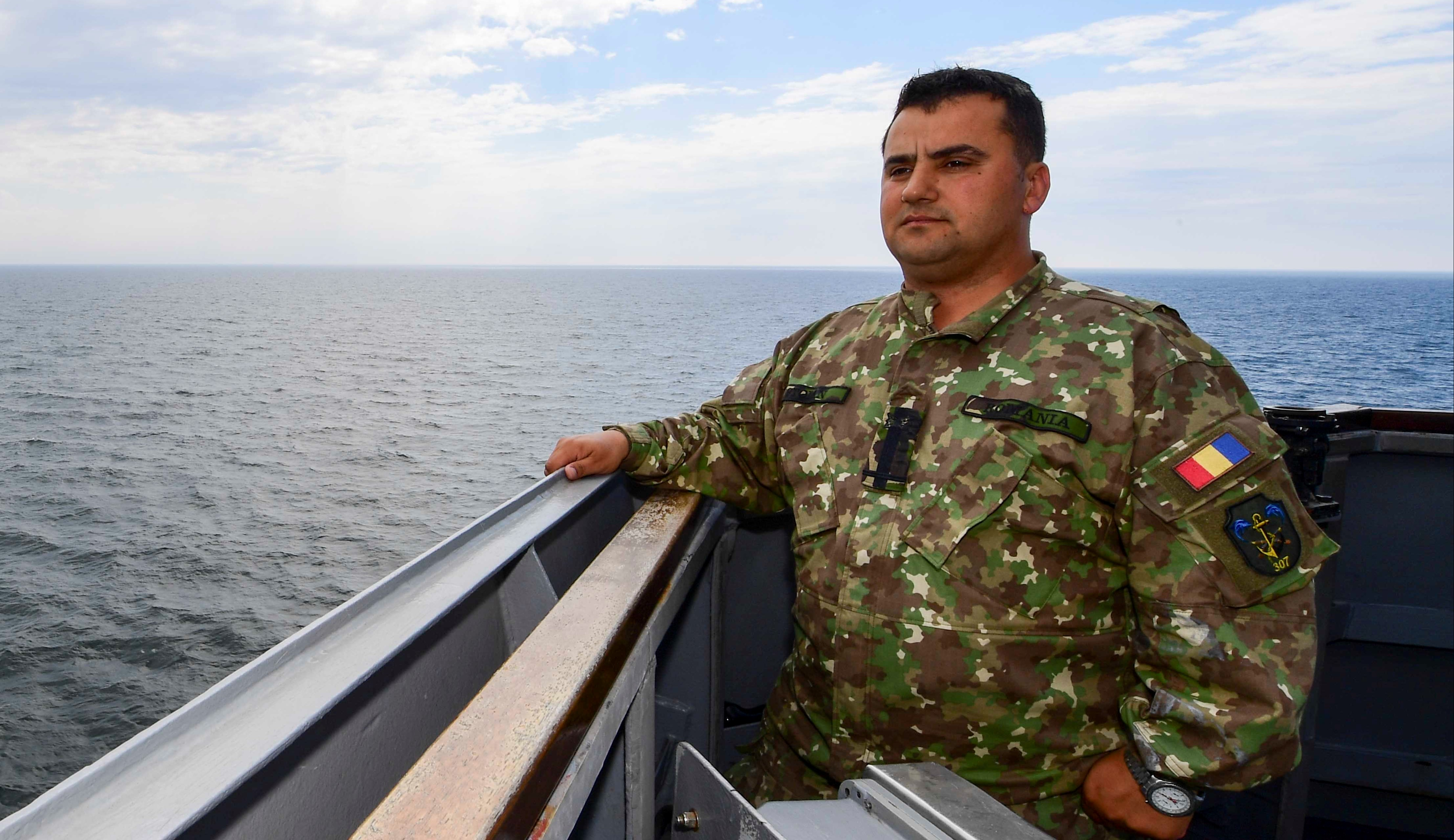 Photo of Roman Marine Major Johnny Stoian on USS Ross during BALTOPS 2019