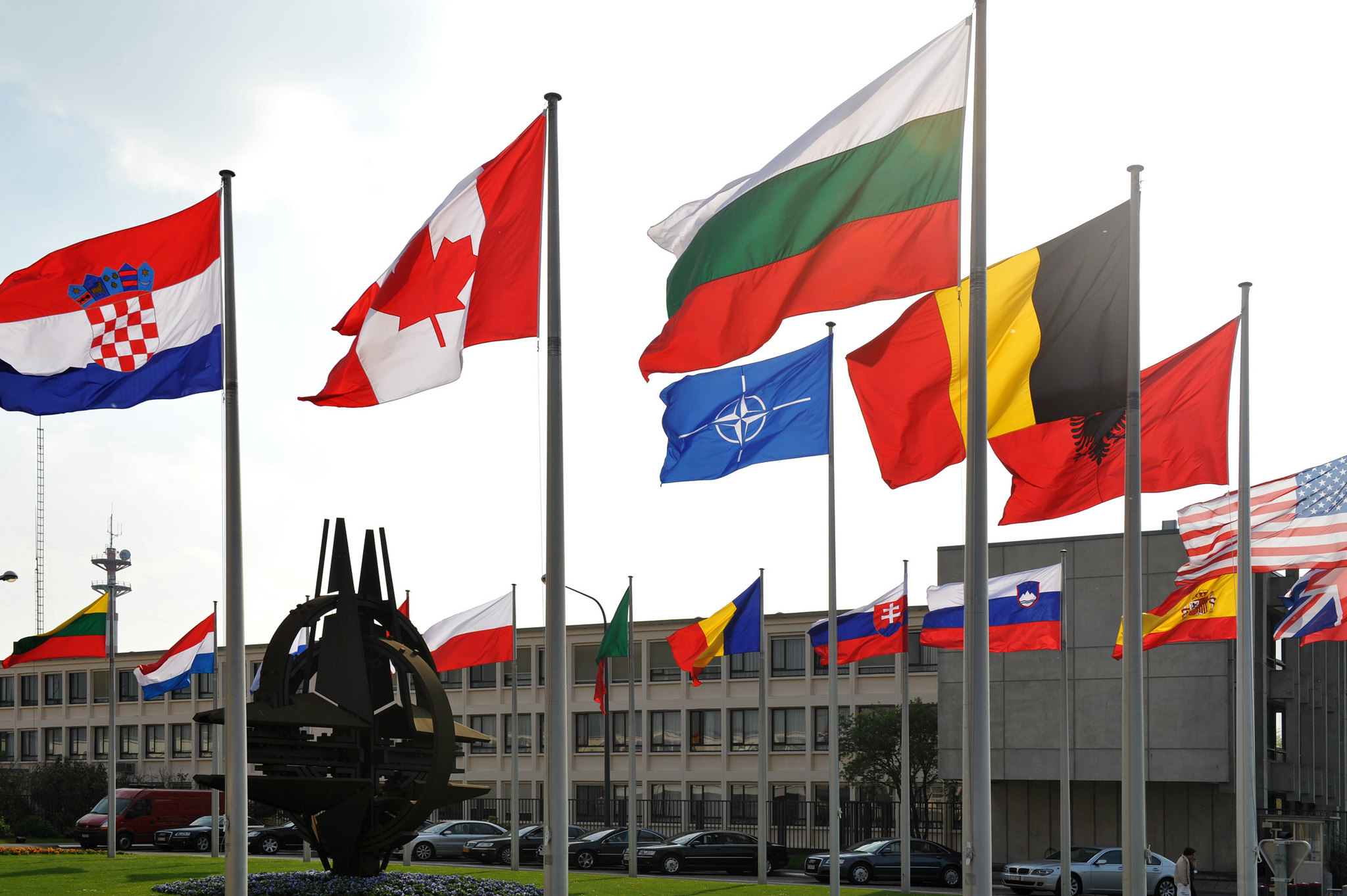 A phtotograph of NATO headquarters in Brussels, Belgium. 