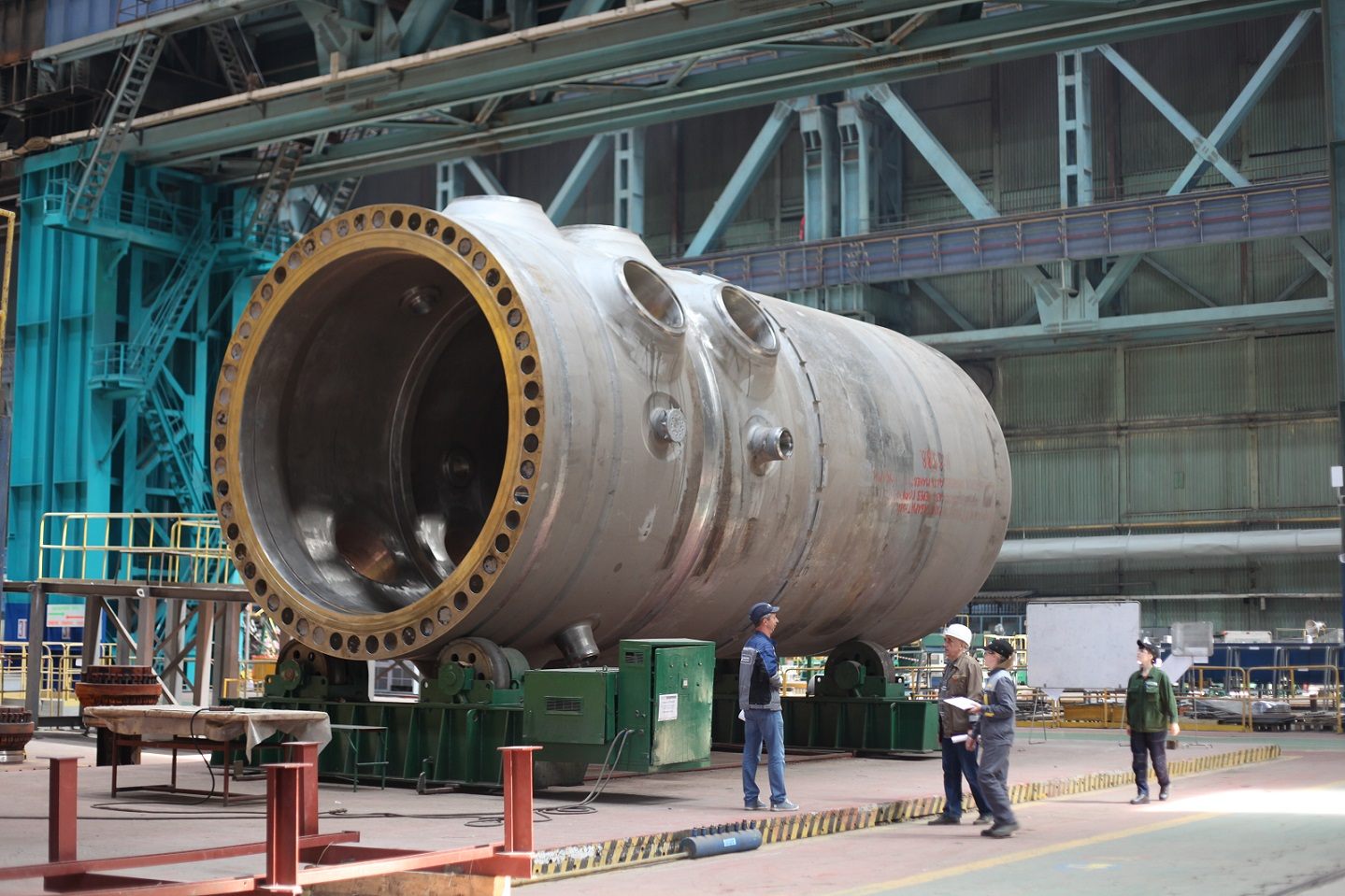 The over 300 ton reactor pressure vessel, inside the mega manufacturing facility of Atomenergomash a subsidiary of Rosatom the Russian atomic mega giant.