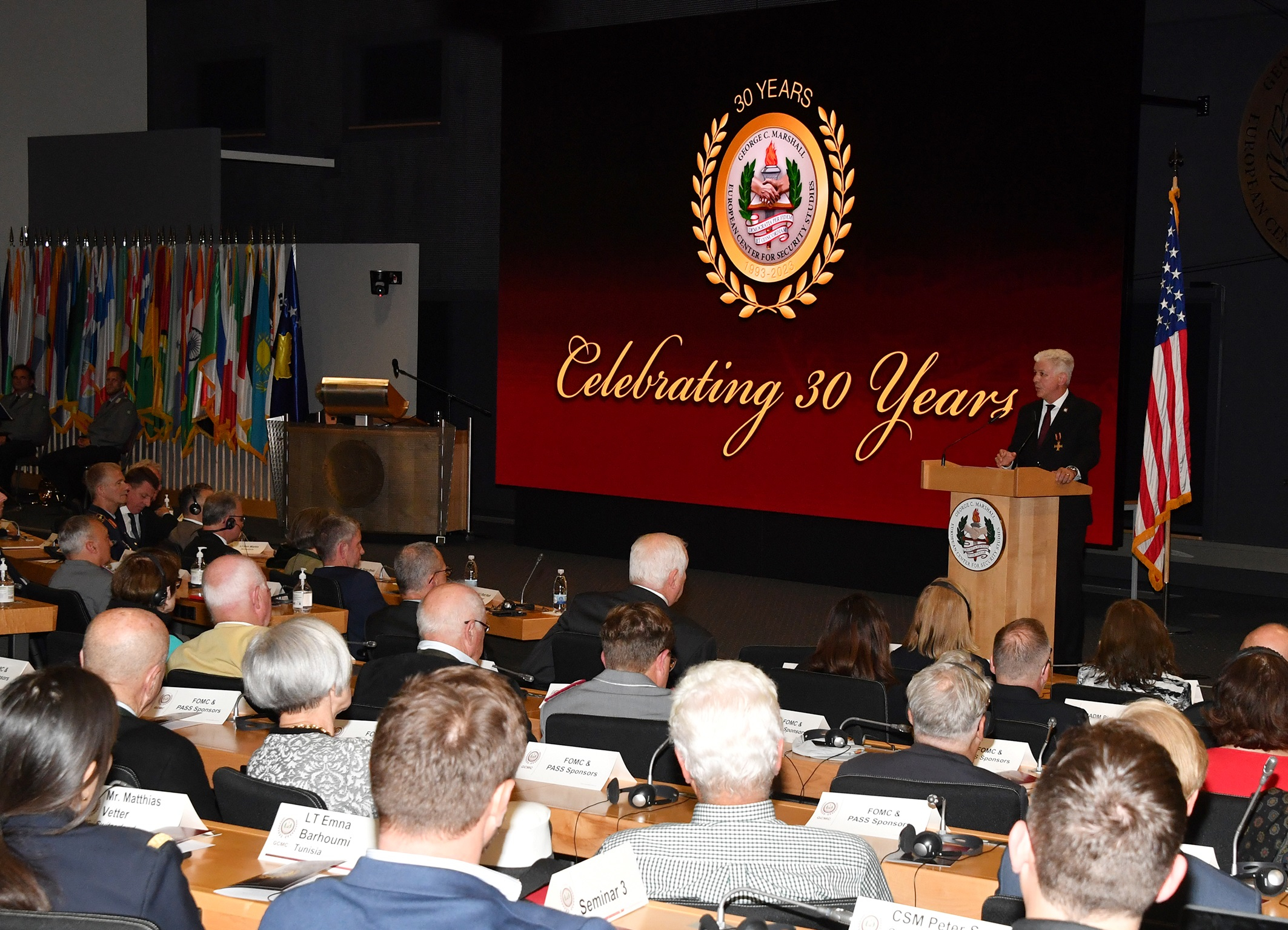 Marshall Center Director retired Maj. Gen. Barre Seguin speaks at 30th Celebration 