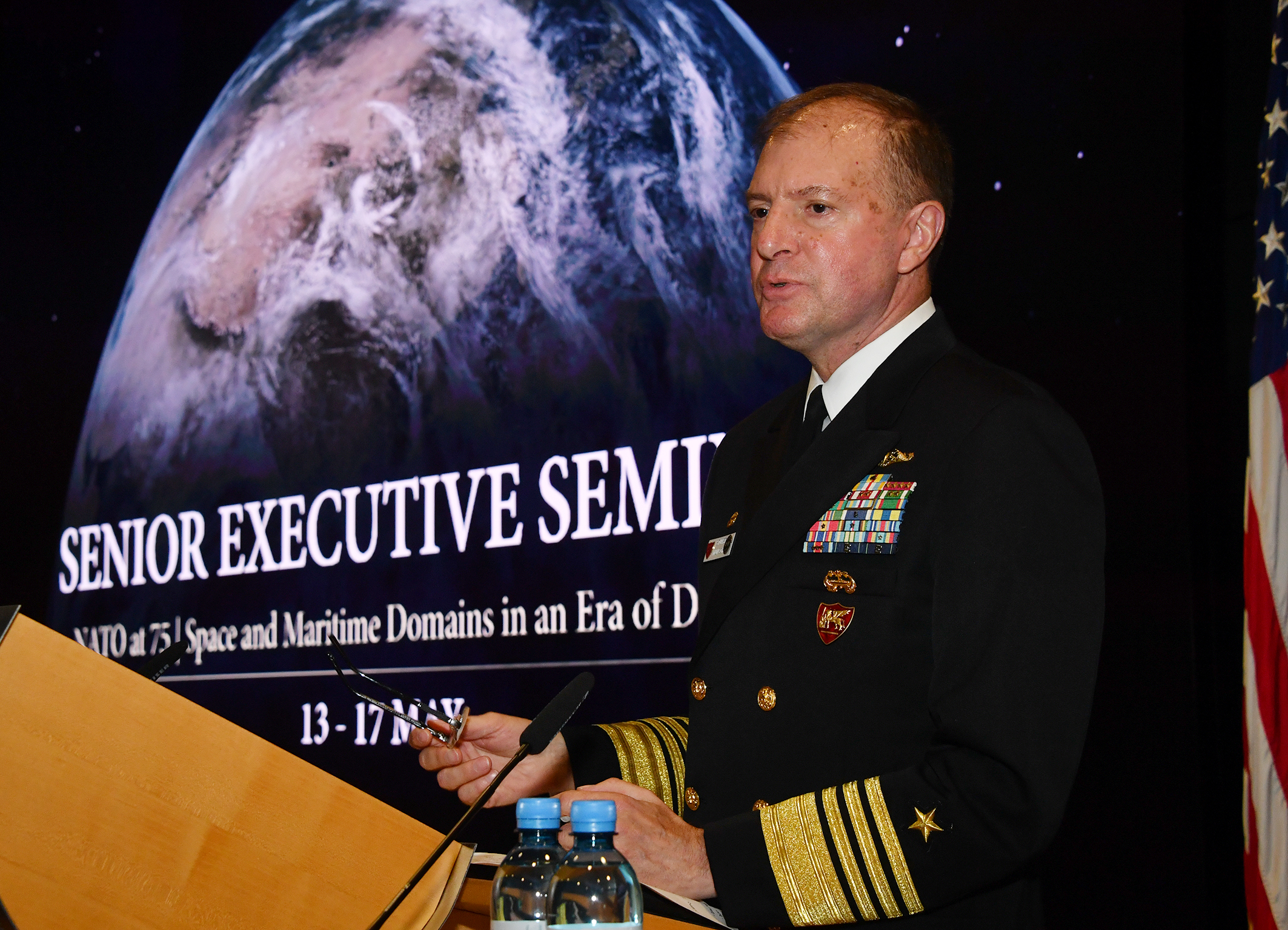 Admiral Stuart Munsch provided the keynote speech to SES participants on May 13, 2024.