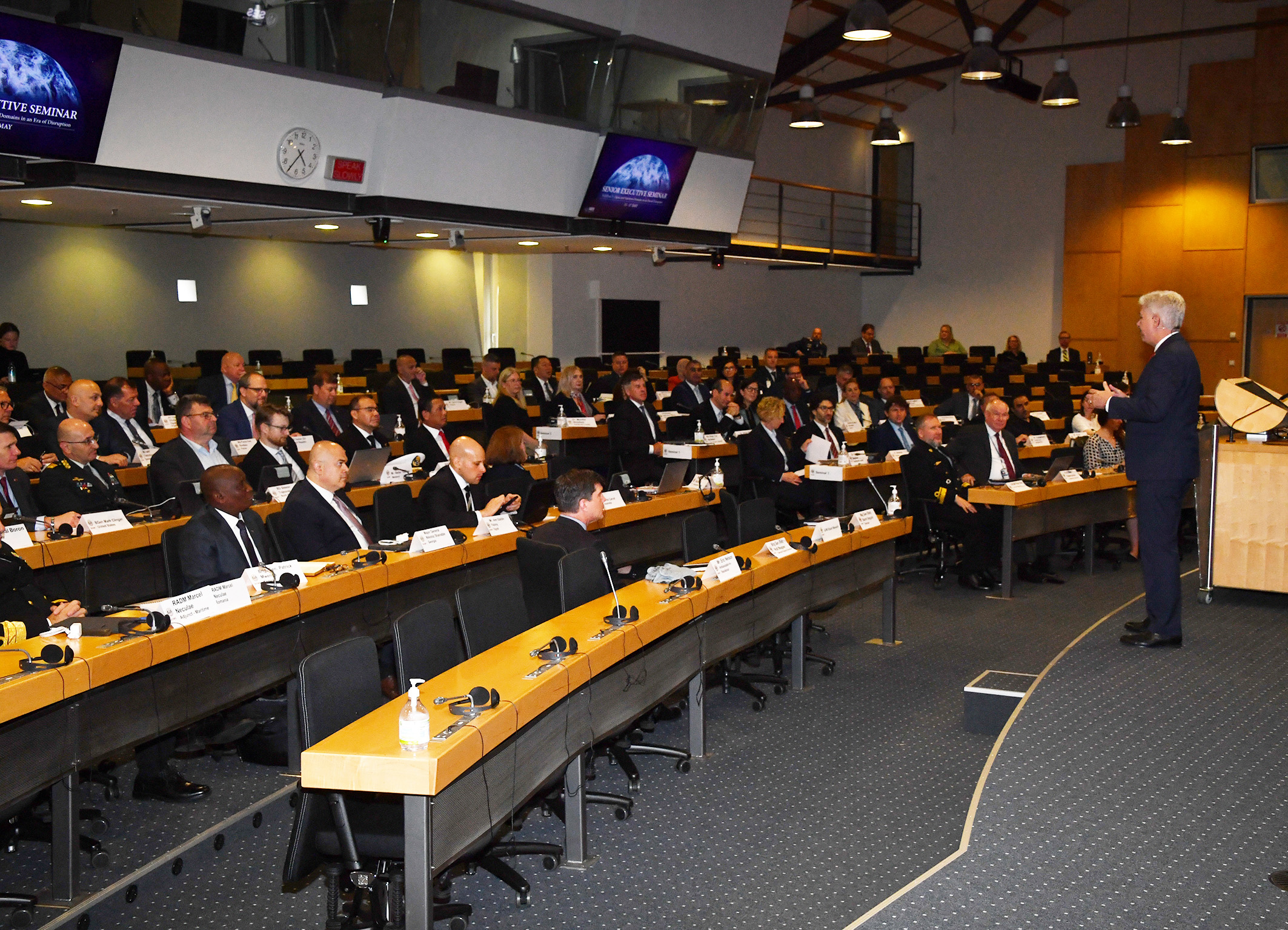 Photo of  Marshall Center Director Barre Seguin addresses SES participants