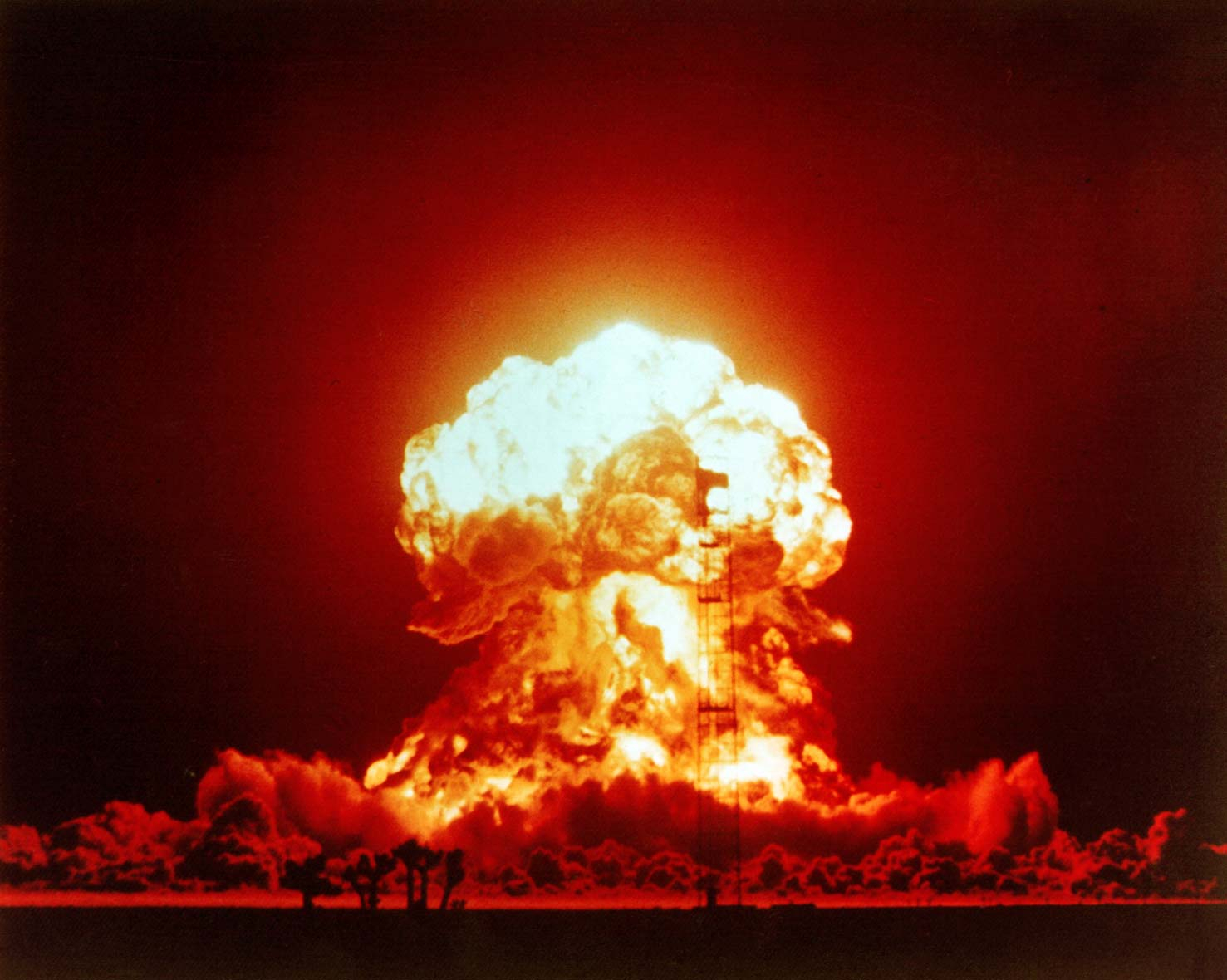 The BADGER explosion on April 18, 1953, as part of Operation Upshot-Knothole, at the Nevada Test Site.