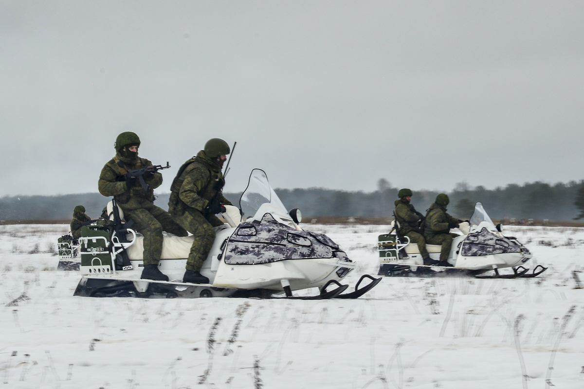Spetsnaz are used to test many of the latest equipment, especially that intended for special missions and environments, such as these Russkaya Mekhanika A-1 snowmobiles.