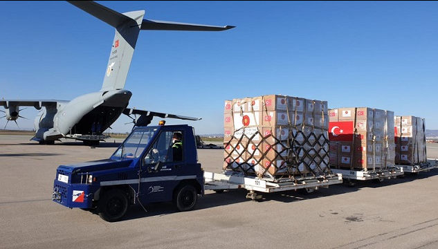 An A-400M cargo plane of the Turkish Air Force carrying medical supplies donated by Turkey was dispatched to a number of Allies and partners in the Balkans region on Wednesday, April, 8, 2020.